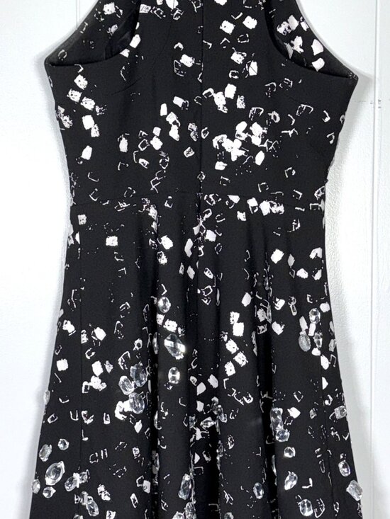 Elizabeth James Magdalena Fit Flare Rhinestone Jewel Ruffle Skater Black Dress 4 Elizabeth James Magdalena Fit Flare Rhinestone Jewel Ruffle Skater Black Dress 4